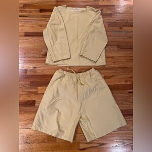 Von Sono Yellow Corduroy Cotton Oversized Long Sleeve and Short Set